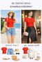 Crew Neck Short Sleeve Ribbed Lycra Bady Blouse T-Shirt - 7