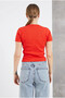 Crew Neck Short Sleeve Ribbed Lycra Bady Blouse T-Shirt - 5