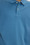 Men's Regular Fit Comfortable Cut 100% Cotton Plain Pique Blue Polo Neck T-Shirt - 5