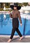 Leopard Waist Adjustable Elastic Water-Repellent Fabric 3-Piece Hijab Swimsuit Set Beachwear Burkini - 5