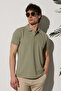 Men's Khaki Polo Collar T-Shirt - Slim Fit, Cool, Cotton and Soft Texture - 4