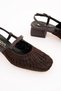 Mesh Women's Knitted and Mesh Detailed Strappy Open-Back Low Heel Shoes - 2