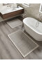 Natural Cotton Rug Washable Bath Mat Carpet 2-Piece Toilet Set 60X100-50X60Cm Gray - 4