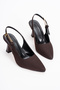 Women's Brown Satin Buckle Detail Stiletto - 3