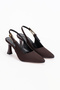Women's Brown Satin Buckle Detail Stiletto