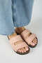 ®   Premium Tolly Genuine Leather Snake Textured Double Belted Velcro Women's Daily Slippers - 8