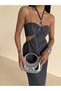 Half Moon Women's Hand and Crossbody Bag with Gold Chain - Special Design