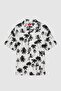 Relaxed White Print Palm Print Short Sleeve Summer Viscose Shirt - 5