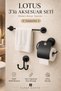 Bathroom Accessory Set, Black, Flat Towel Holder, Covered Toilet Paper Holder, Robe Holder, Whether Adhesive or Mountable