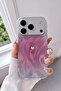 Pink Feather Wave Pattern Small Heart Design Protective Phone Case Compatible with iPhone 17 Pro Max / 18 Pro Max - 2