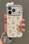 Happy Cat Patterned Silicone Phone Case with 3D Sleeping Cat Figure, Compatible with iPhone 17 Pro / 18 Pro