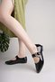 Swell 01453 Black Patent Leather Buckle Stone Women's Ballerinas - 3