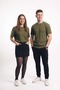 Basic Style Unisex Haki Waffle Kumaş Basic Tişört T-Shirt