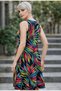 Multi-Colored Patterned Woven Viscose Fabric Strap Casual Dress - 2