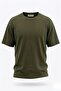 Basic Style Unisex Haki Waffle Kumaş Basic Tişört T-Shirt - 2