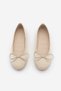 Women's Bow Detail Ballet Flats Tovran Beige Satin - 6