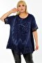 Flocked Printed Rose Motif Skirt and Short Sleeve Tunic with Lace on the Sleeves - 3