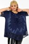 Flocked Printed Rose Motif Skirt and Short Sleeve Tunic with Lace on the Sleeves - 2