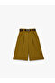 High Waist Crepe Bermuda Shorts with Pockets and Belt - 3