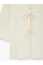 Bürümcük Fabric Wide Long Sleeve Kimono with Tie Detail and Textured Fabric - 5