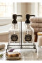 Luxury Kitchen and Bathroom Liquid Soap Dispenser Set - 2-Piece Glass with Black Metal Stand