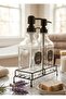 Luxury Kitchen and Bathroom Liquid Soap Dispenser Set - 2-Piece Glass with Black Metal Stand - 2