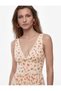 Floral Pink Women's Dress with Bow and Lace Detail 6Sak80160Ew - 4