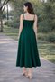 Strappy Double Breasted Collar Slit Detail Midi Length Crepe Fabric Evening Dress - 4