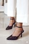 Just Lace Lace Detailed Pointed Toe Thin Heeled Women's Shoes