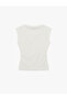 Stone Detailed Cotton Stand Collar Short Sleeve T-Shirt - 4