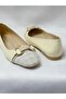 Ll2702 large size textile and leather material buckle detail beige flat shoe - 2