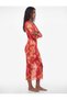 Abstract Pattern Crew Neck See-Through Long Sleeve Tulle Beach Dress - 2