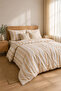 Beige Striped Double Duvet Cover Set 200X220 with Elastic Sheet - 2