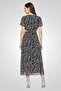 Women Allover Print Midi Dress, Black - 3