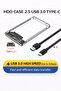 علبة قرص صلب خارجي مقاس 2.5 بوصة مع كابل USB 3.0 نوع C لنقل البيانات بسرعة عالية - 3