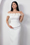 Strapless Layered Atlas Dress with Roses on the Collar Bal180 - 2