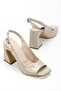 Emily Women's Beige Patent Leather Special Design Heel Classic Heeled Shoes - 2