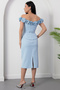 Strapless Layered Atlas Dress with Roses on the Collar Bal180 - 7
