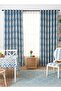 1-Piece Blackout Curtain,Corrugated Printed,Grey/Blue,139x239cm for Living Room - 2
