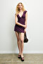 Monnele women's deep v-neck bodycon mini dress - purple - 3