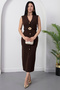 High Collar Buttoned Belted Dress Grs3914 - 3