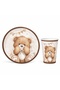 Teddy Bear Themed Cardboard Plates and Cups for 8 People