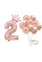 2 Number Rose Gold Foil Balloon, Rose Gold Balloon with King's Crown and Confetti - 2