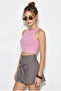 Women's Brown Pink Corded Camisole Double Blouse 60201022 - 2