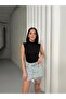 Women's Black 6-Piece Zero Sleeve Bodysuit Sleeveless Bodysuit High Neck Bodysuit Half Fishnet Bodysuit - 5