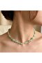 Women's Natural Stone Green Necklace Handmade Bijouterie Gift Accessory