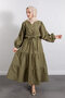 Tie-Detail Blouse Skirt Set Y0100 - Khaki - 3