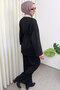 Wide Sleeve Kimono Belted Pants Set 0047 - Black - 5