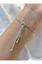 Women's Silver Color Dangle Pink Bow Pearl Bracelet - 2