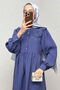 Lace Collar Modal Dress 2258 - Indigo - 2